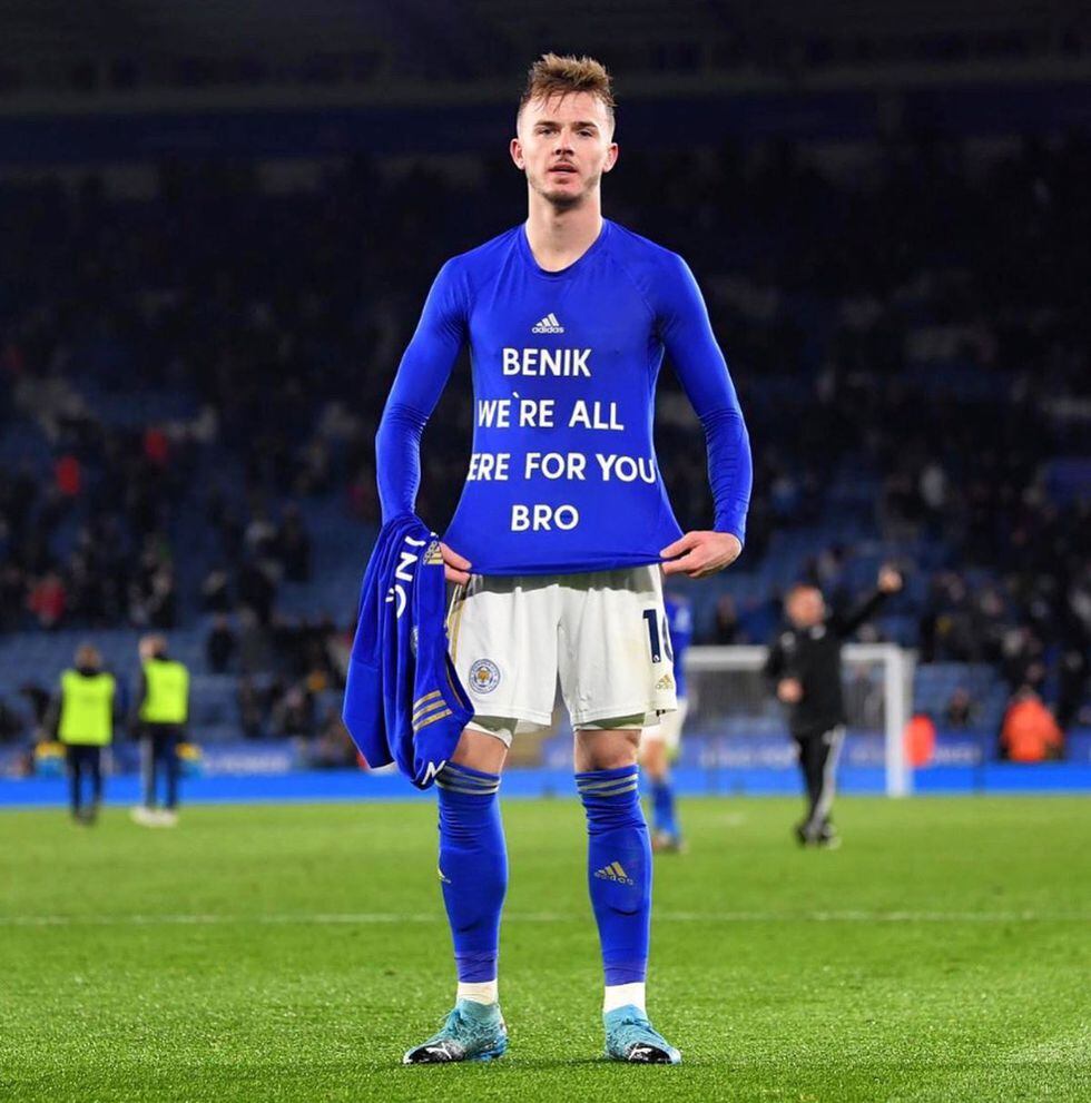 James Maddison estuvo presente en el triunfo del Leicester City ante Everton, por la Premier League 2019-20. (Foto: Twitter)