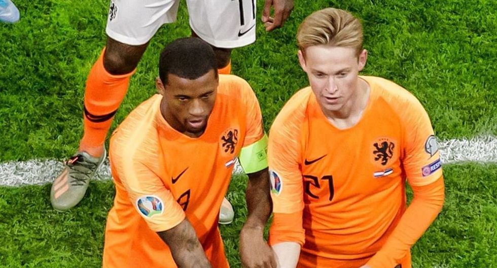 Wijnaldum y De Jong son viral en redes por festejo en Holanda. (Foto: Difusión)