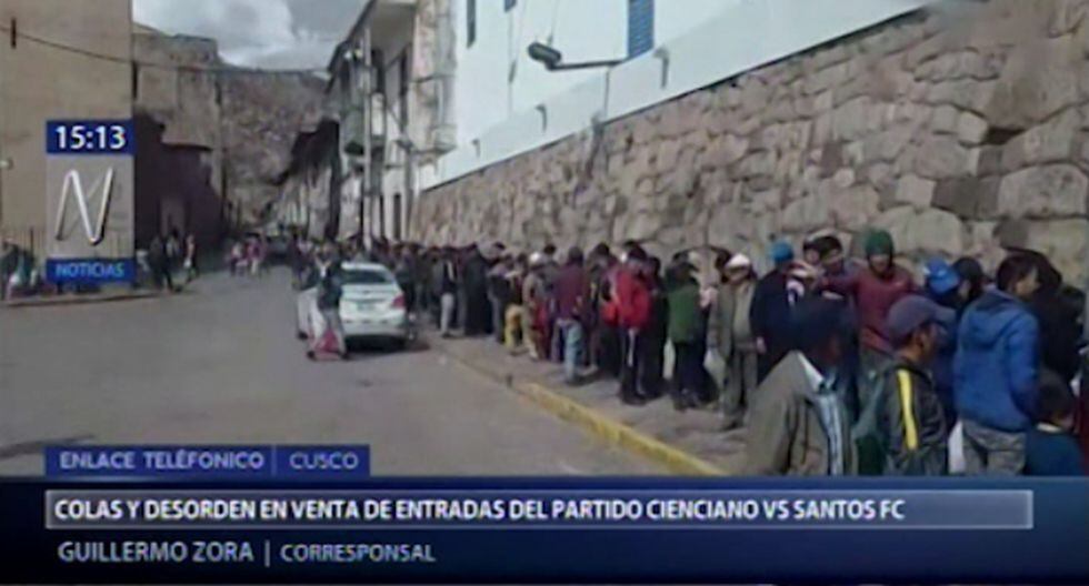 Venta de entradas para el partido de Cienciano vs. Santos FC genera colas y desorden en Cusco | VIDEO - El Bocón